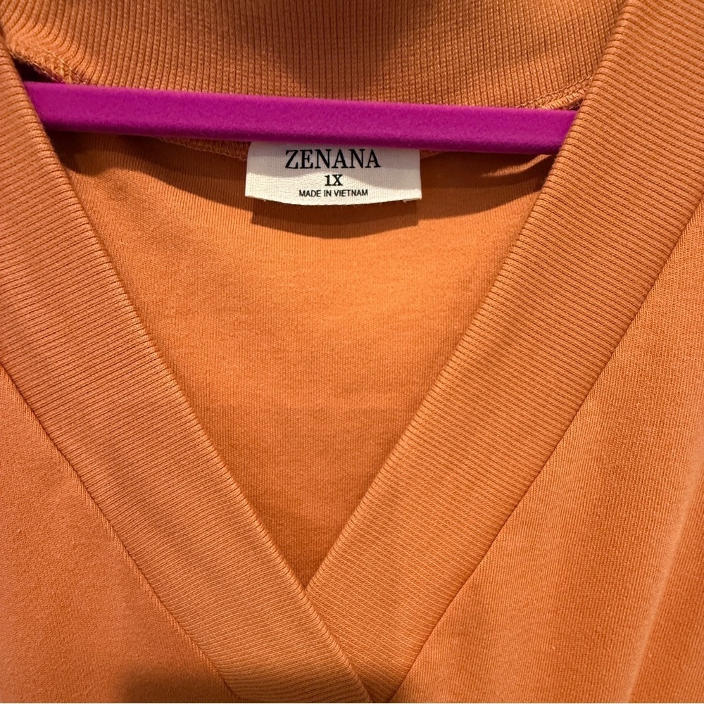 Zenana V-Neck Warm Orange-Brown Cotton Romper - Picture 3 of 7